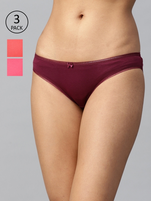 

Marks & Spencer Women Pack of 3 Solid Bikini Briefs T613079K, Maroon