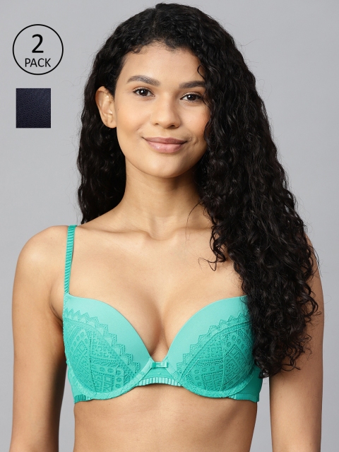 

Marks & Spencer Women Pack of 2 Underwired Lightly Padded Bras, Navy blue