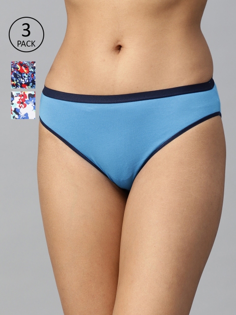 

Marks & Spencer Women Pack of 3 High Legs Basic Briefs, Blue