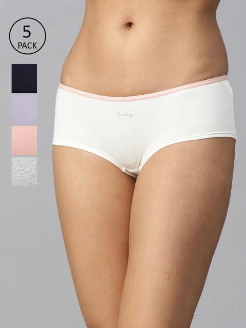 

Marks & Spencer Women Pack of 5 Solid Low-Rise Hipster Briefs, Navy blue
