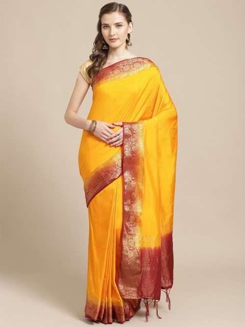 

Nanda Silk Mills Yellow Solid Mysore Silk Saree