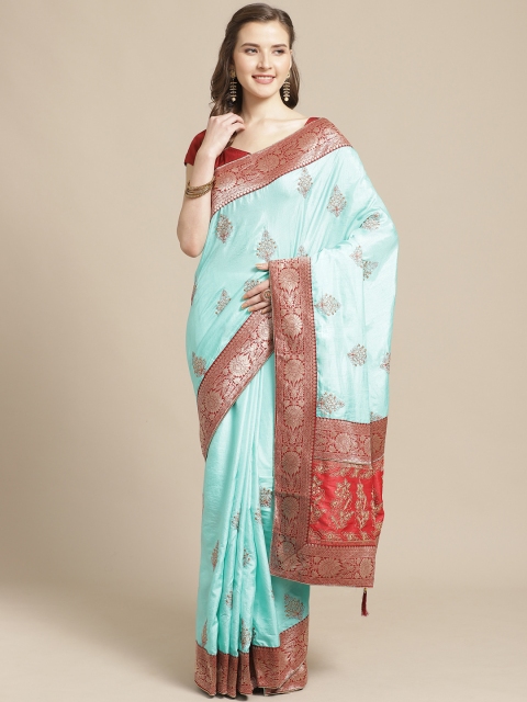 

Nanda Silk Mills Blue & Red Embroidered Mysore Silk Saree