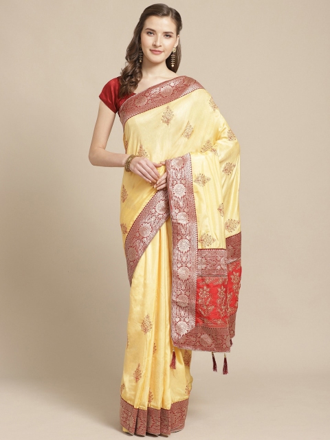 

Nanda Silk Mills Yellow & Red Embroidered Mysore Silk Saree