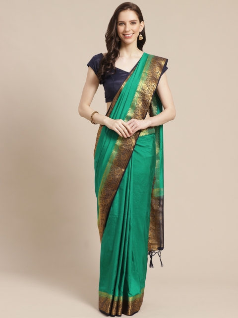 

Nanda Silk Mills Green Solid Mysore Silk Saree