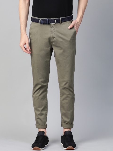 

Marks & Spencer Men Olive Green Slim Fit Solid Chinos