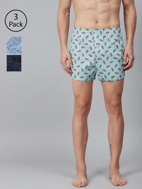

Marks & Spencer Men Pack Of 3 Printed Boxers, Blue