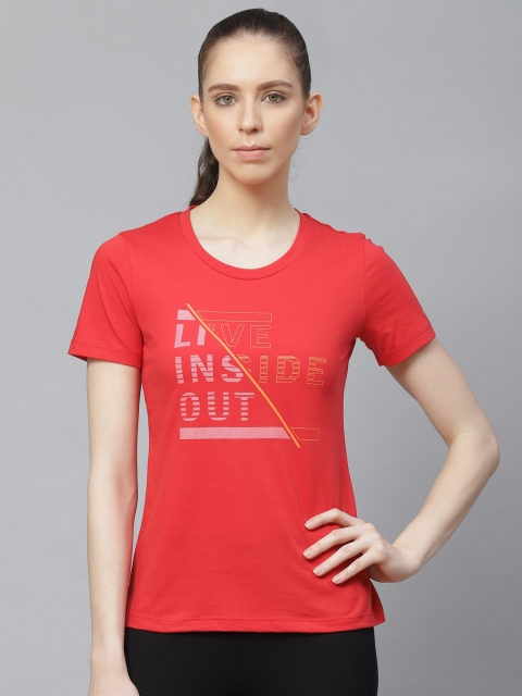 

Alcis Women Red Typography Printed Round Neck T-shirt