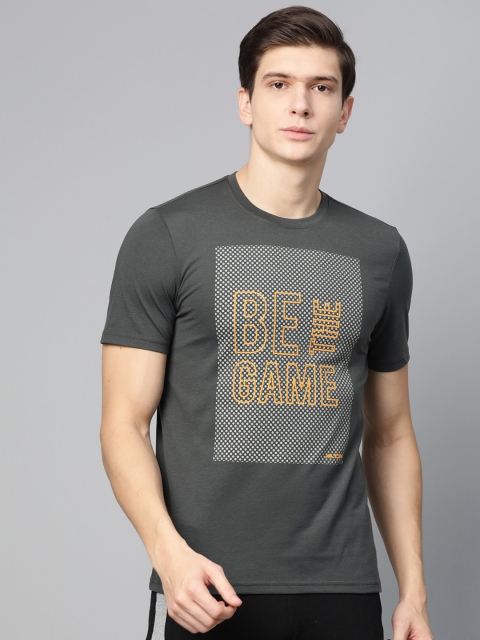 

Alcis Men Charcoal Grey Printed Round Neck T-shirt