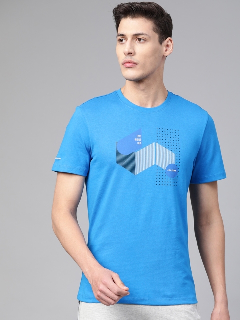 

Alcis Men Blue Printed Round Neck Sports T-shirt