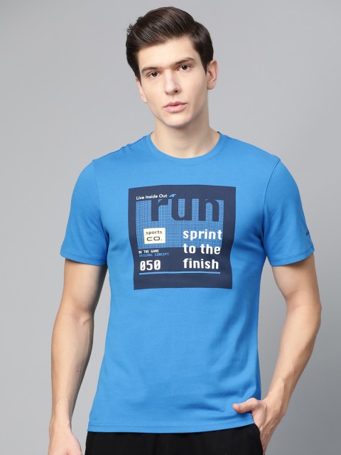 

Alcis Men Blue Printed Round Neck T-shirt