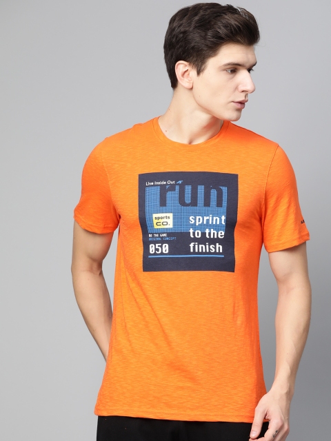 

Alcis Men Orange Printed Round Neck T-shirt