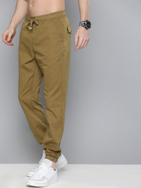 

HERE&NOW Men Khaki Regular Fit Solid Joggers