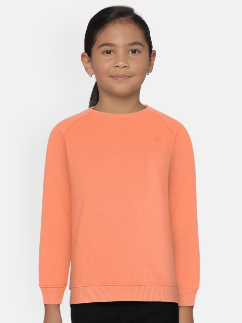 

Allen Solly Junior Girls Peach-Coloured Solid Sweatshirt