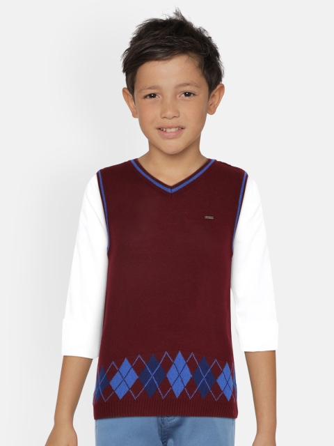 

Allen Solly Junior Boys Maroon Printed Sweater Vest