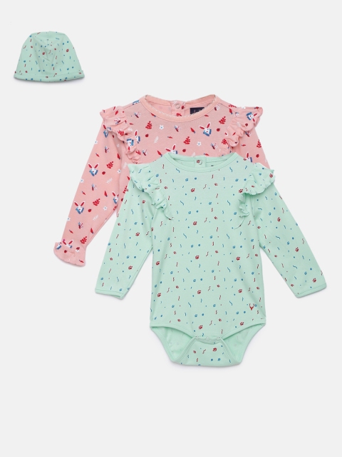 

Allen Solly Junior Girls Pack of 2 Printed Bodysuits, Green