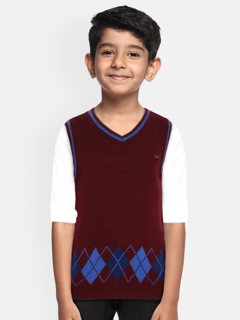 

Allen Solly Junior Boys Maroon Printed Sweater Vest