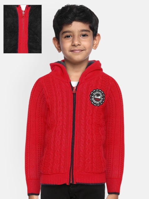 

Allen Solly Junior Boys Red Self Design Front-Open Sweater