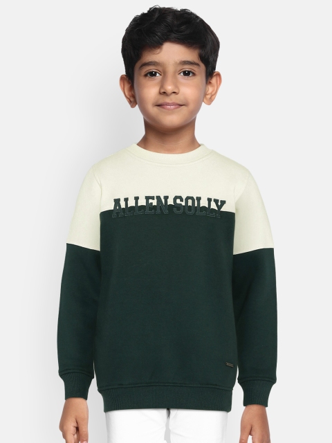 

Allen Solly Junior Boys Teal Green & Cream-Coloured Colourblocked Sweatshirt