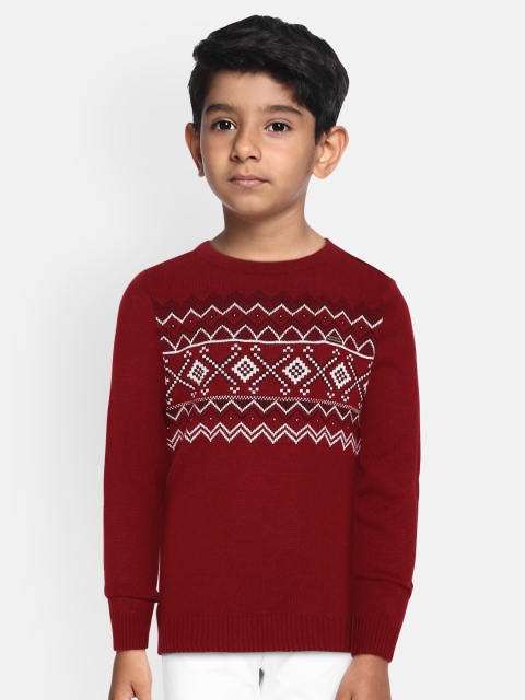 

Allen Solly Junior Boys Maroon Printed Pullover Sweater