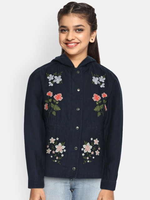 

Allen Solly Junior Girls Blue Embroidered Denim Jacket