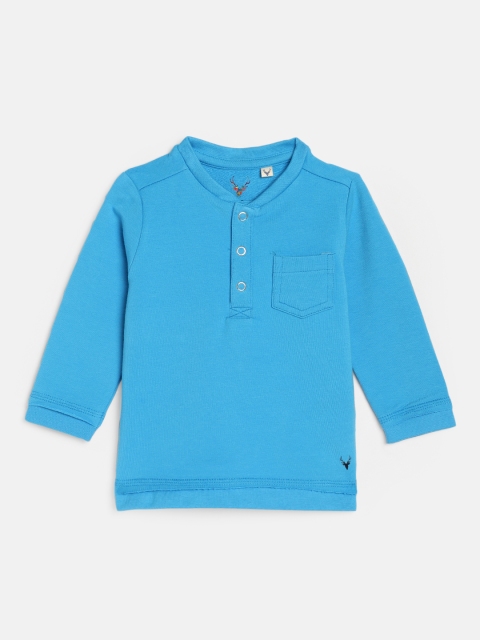 

Allen Solly Junior Girls Blue Solid Henley Neck T-shirt
