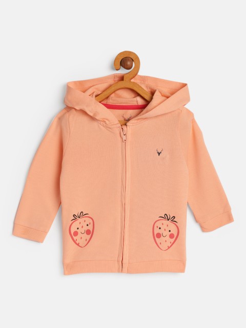 

Allen Solly Junior Girls Peach-Coloured Solid Hooded Sweatshirt