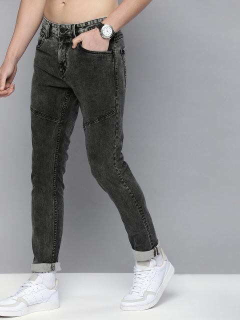 

HERE&NOW Men Black Slim Fit Mid-Rise Clean Look Stretchable Jeans