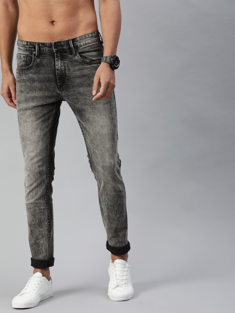 

HERE&NOW Men Grey Slim Fit Mid-Rise Clean Look Jeans