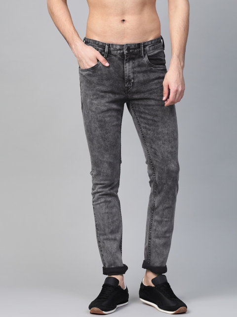 

HERE&NOW Men Charcoal Grey Slim Fit Mid-Rise Clean Look Jeans