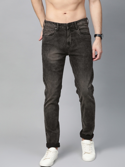 

HERE&NOW Men Charcoal Grey Slim Fit Mid-Rise Clean Look Stretchable Jeans