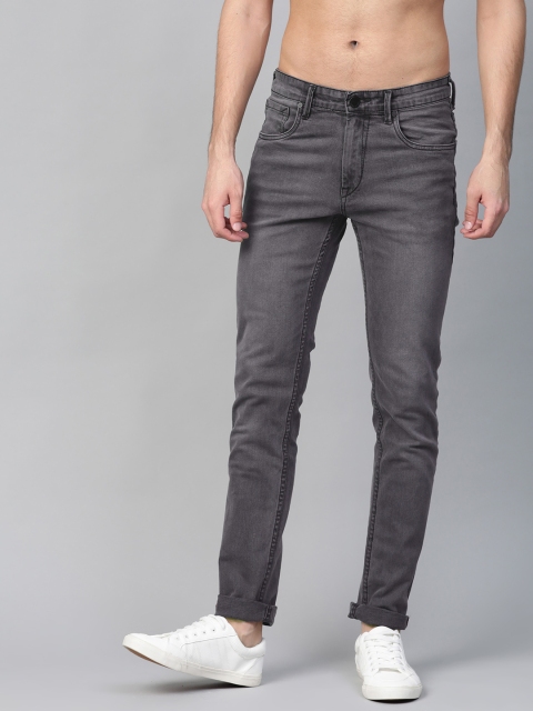 

HERE&NOW Men Charcoal Grey Slim Fit Mid-Rise Clean Look Stretchable Jeans