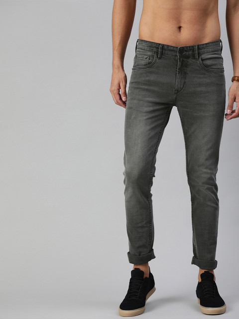 

HERE&NOW Men Grey Slim Fit Mid-Rise Clean Look Stretchable Jeans