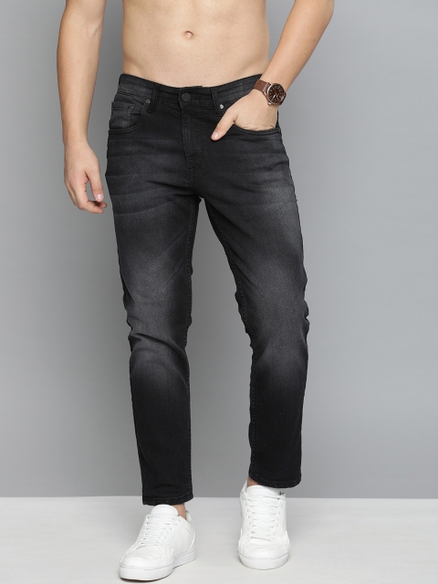 

HERE&NOW Men Black Slim Fit Mid-Rise Clean Look Stretchable Ankle Length Jeans