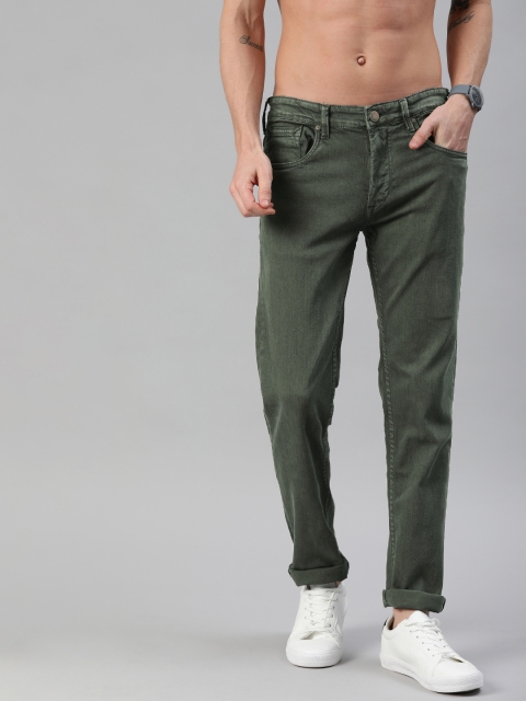 

HERE&NOW Men Green Slim Fit Mid-Rise Clean Look Stretchable Jeans
