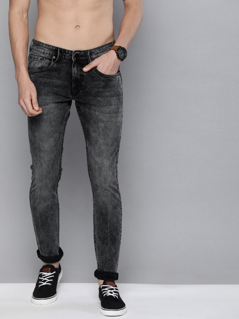 

HERE&NOW Men Charcoal Grey Skinny Fit Mid-Rise Clean Look Stretchable Jeans
