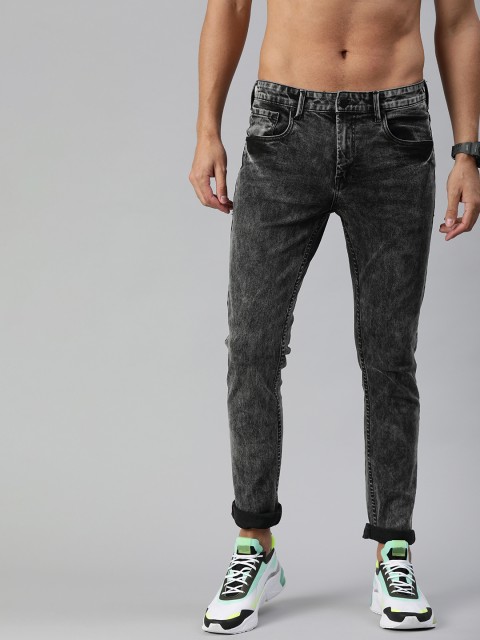 

HERE&NOW Men Grey Slim Fit Mid-Rise Clean Look Jeans