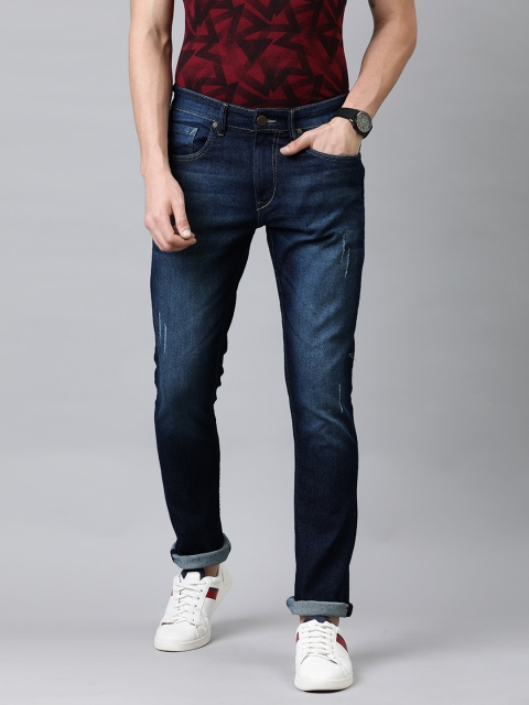 

HERE&NOW Men Blue Skinny Fit Mid-Rise Mildly Distressed Stretchable Jeans