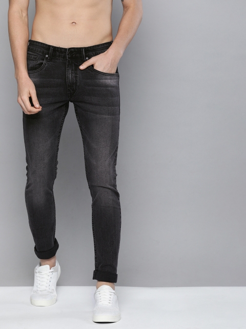 

HERE&NOW Men Black Slim Fit Mid-Rise Clean Look Stretchable Jeans
