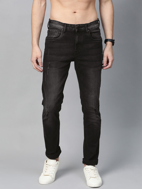 

HERE&NOW Men Black Slim Fit Mid-Rise Clean Look Stretchable Jeans