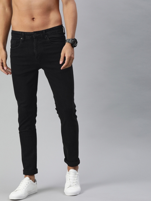 

HERE&NOW Men Black Slim Fit Mid-Rise Clean Look Jeans