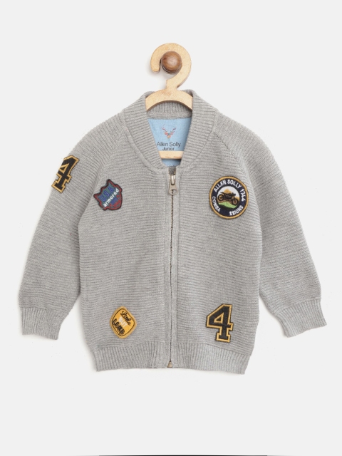 

Allen Solly Junior Boys Grey Self Striped Cardigan With Appliques