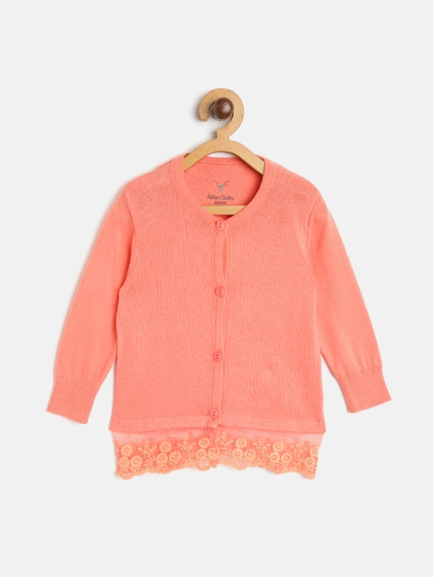 

Allen Solly Junior Girls Coral Orange Solid Cardigan