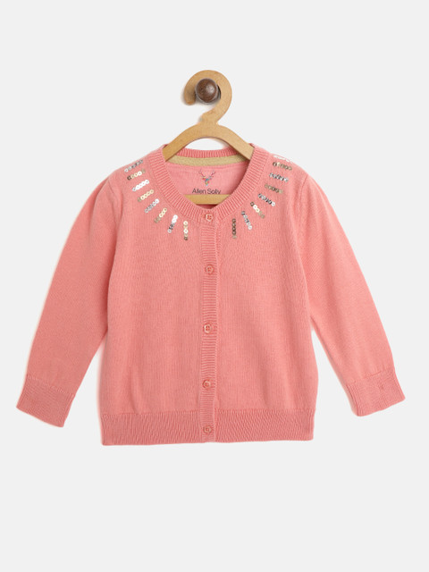 

Allen Solly Junior Girls Corl Pink Solid Cardigan, Coral