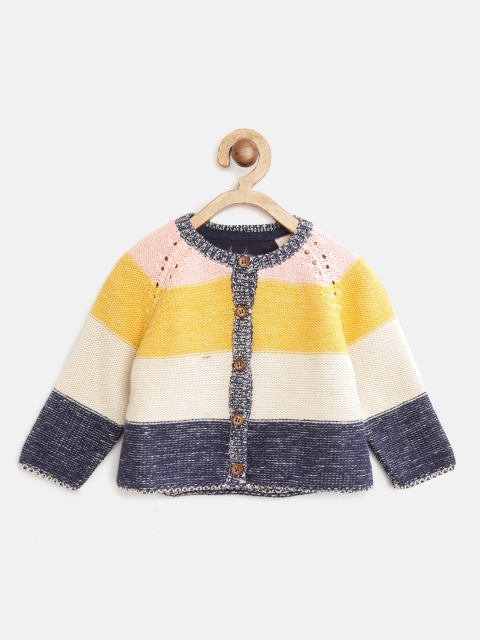 

Allen Solly Junior Girls Mustard Yellow & Navy Colourblocked Cardigan