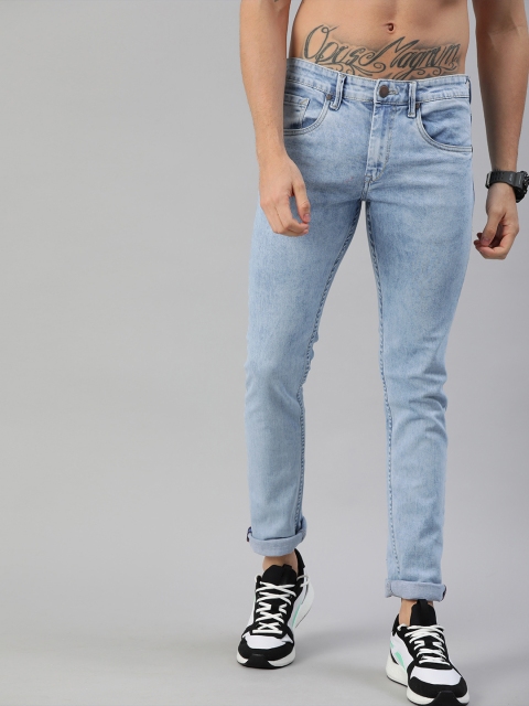 

HERE&NOW Men Blue Skinny Fit Mid-Rise Clean Look Stretchable Jeans