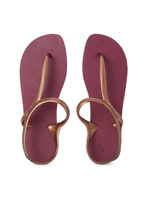 

Havaianas Women Maroon & Copper Solid Thong Flip-Flops