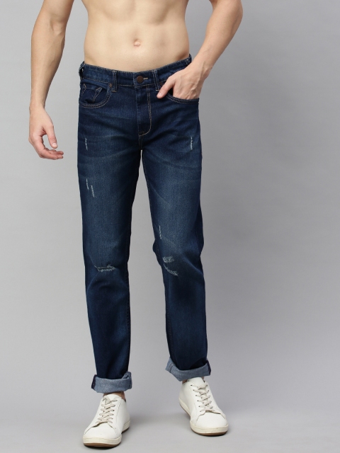 

HERE&NOW Men Blue Skinny Fit Mid-Rise Low Distress Stretchable Jeans