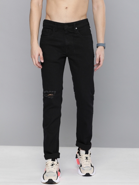 

HERE&NOW Men Black Skinny Fit Mid-Rise Mildly Distressed Stretchable Jeans