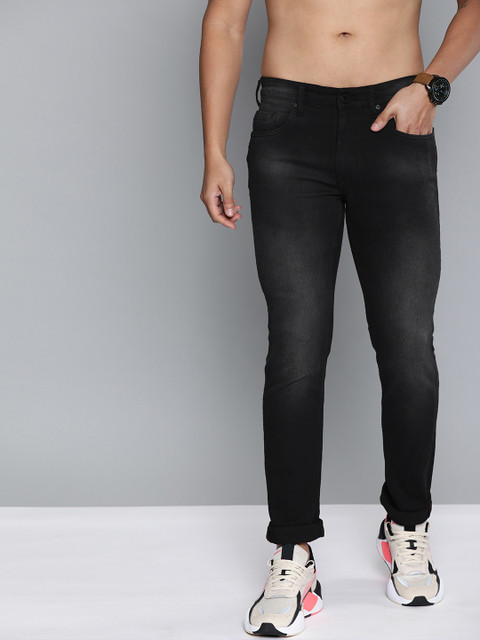 

HERE&NOW Men Black Skinny Fit Mid-Rise Clean Look Stretchable Jeans