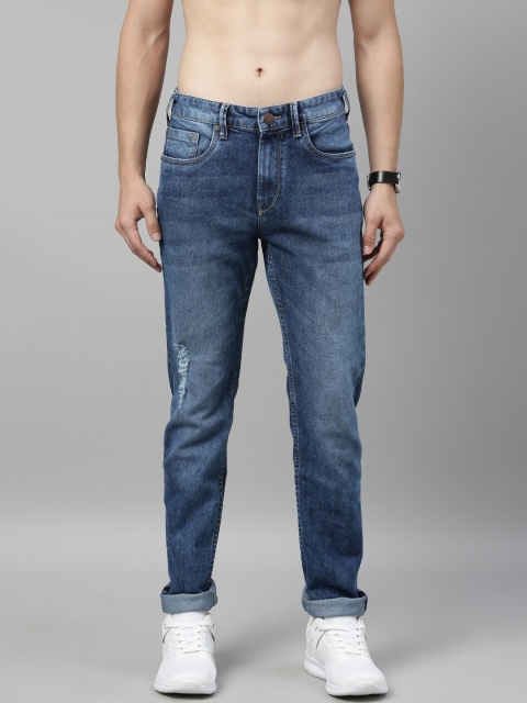 

HERE&NOW Men Blue Slim Fit Mid-Rise Low Distress Stretchable Jeans